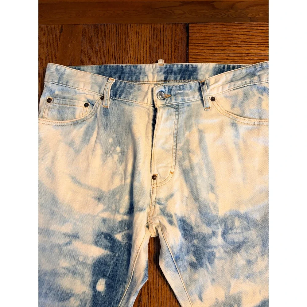 DSQUARED2 Cool Guy Jeans 52 Blue White Tie Dye Denim Made Italy Mens W36